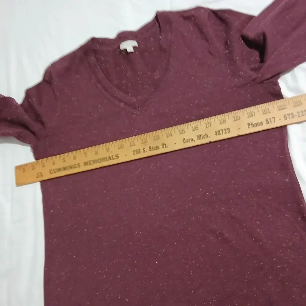 Talbots Med Maroon Multicolor Flecked V-Neck Sweater Cotton Blend Lightweight